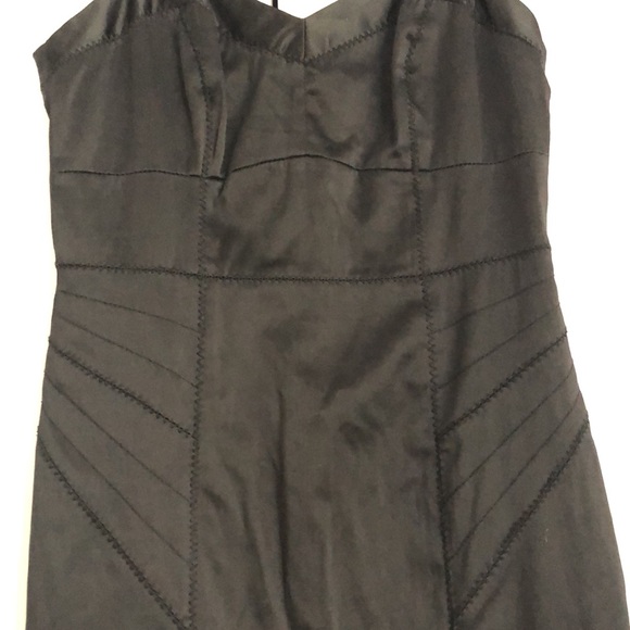 Dynamite cocktail dress black satin look zig zag stitching empire waist - Picture 3 of 9